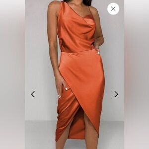 MISSGUIDED asymmetrical cowl neck satin dress